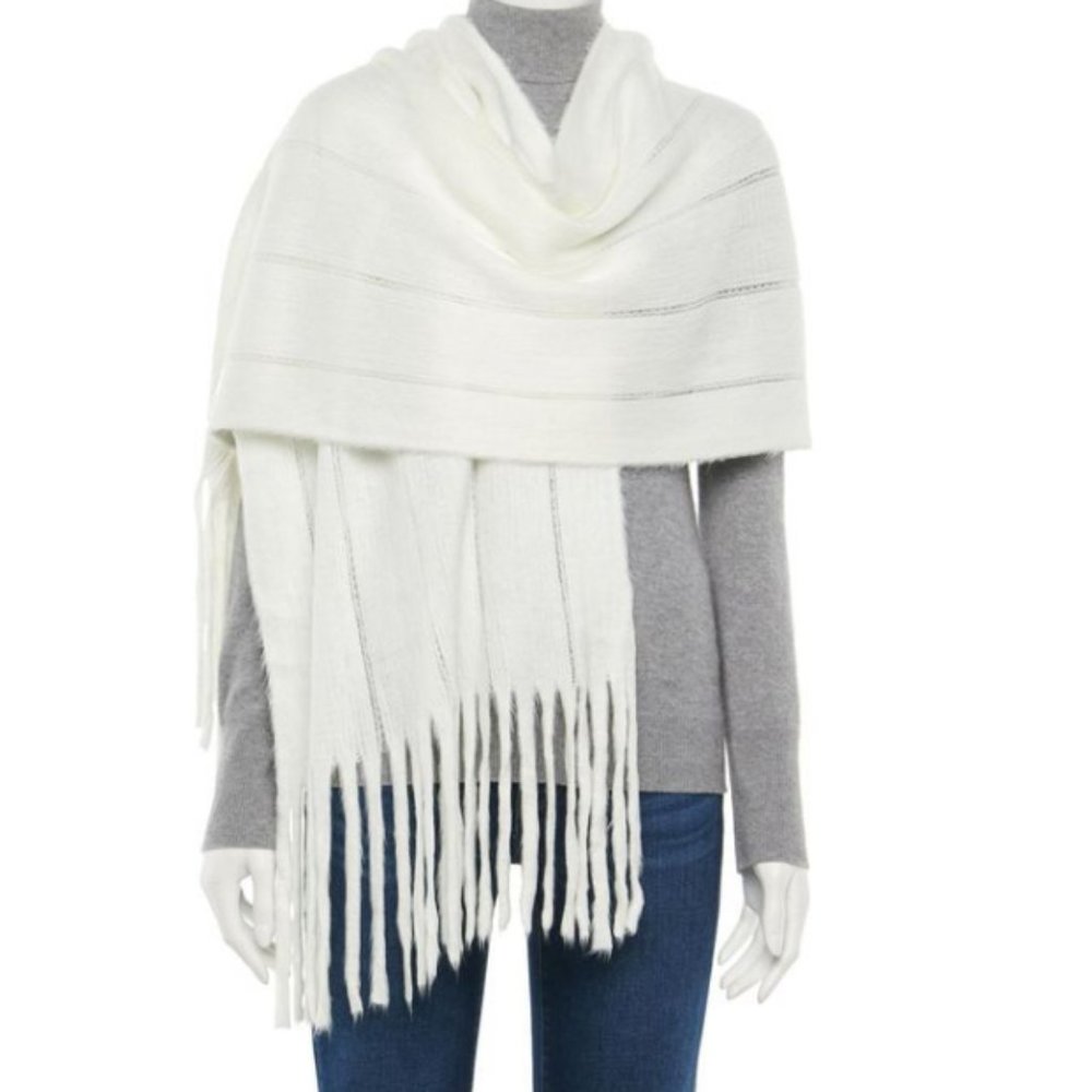 Brushed Fringe Solid Muffler Scarf